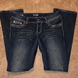 NWOT Karma Blue Boot Cut Jeans with Rhinestones